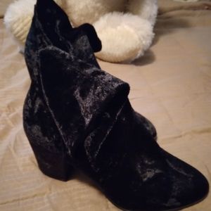 Forever 21, black, silky, heeled, boots, size 8.5